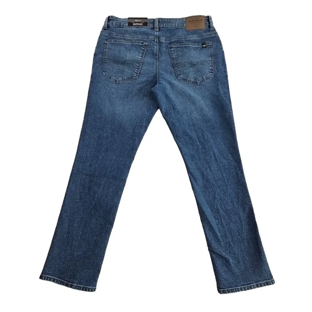 Buffalo David Bitton Ash Jeans Men's 34x30 Med Wash NEW Slim‎ Straight Stretch